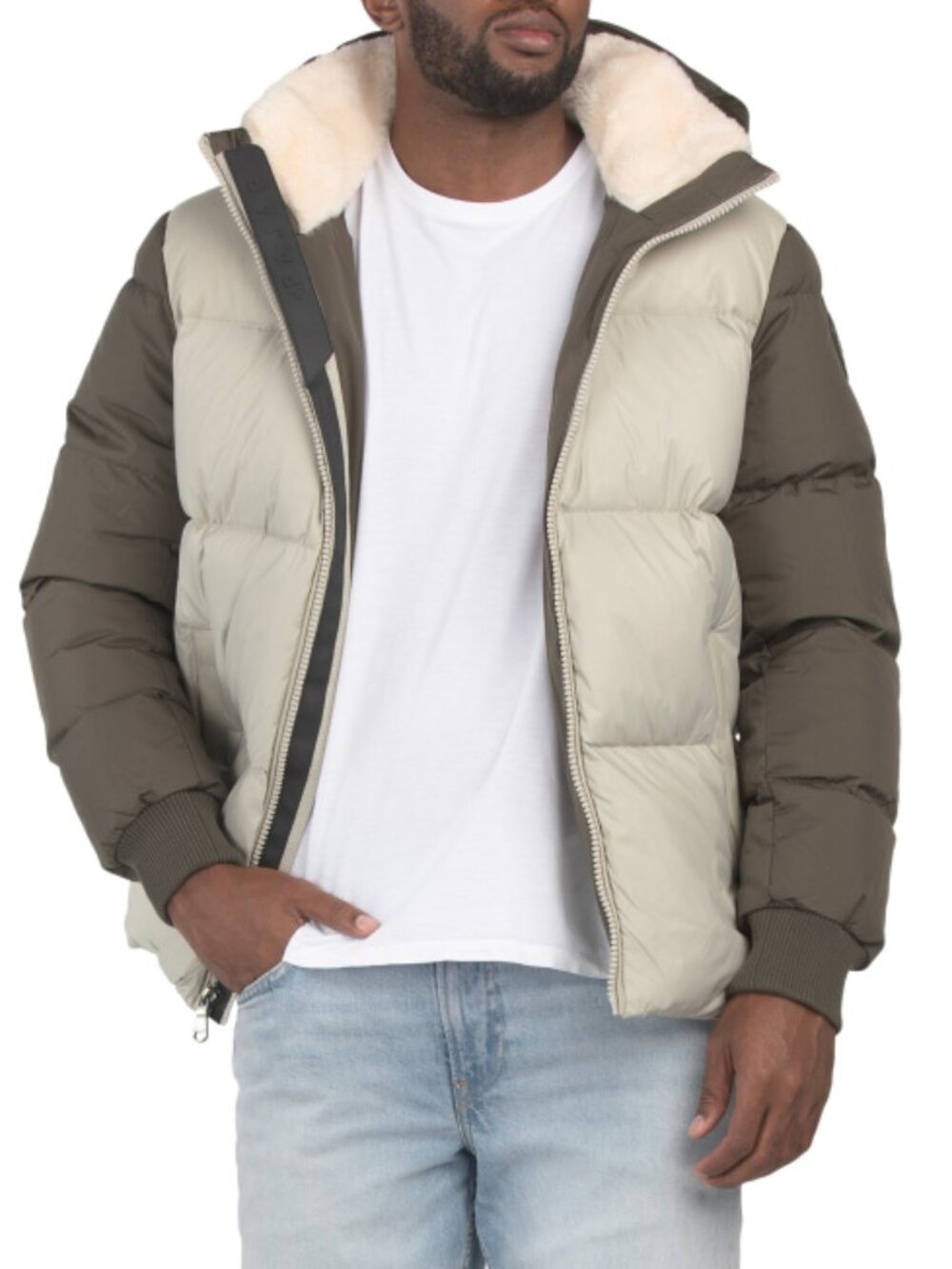 PAJAR Mixed Media Faux Shearling Puffer With Removable Hood
